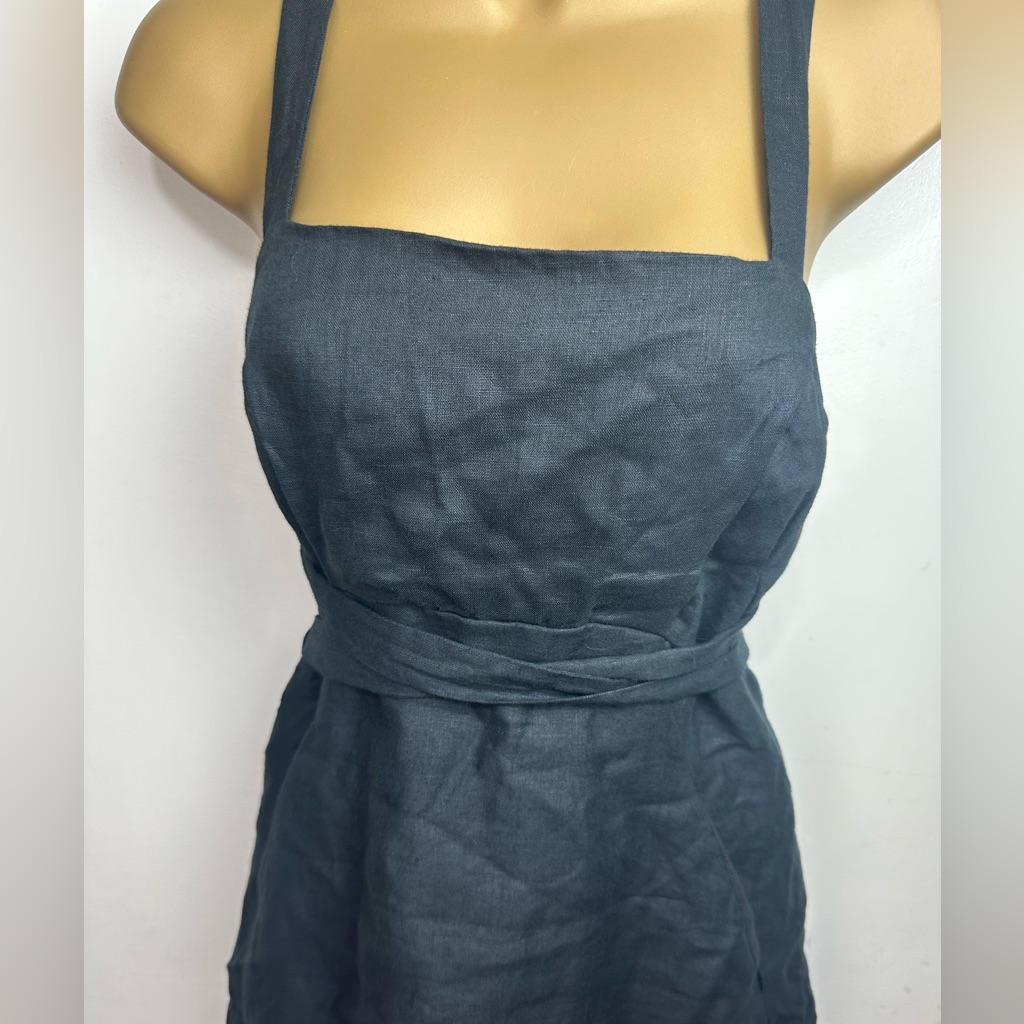 Aulieude Black 100% Linen Chloe Adjustable Crisscross Wrap Around Dress Nwt 8 — image 8 of 8